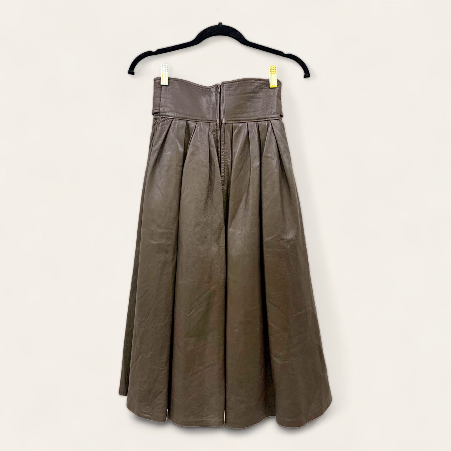 Vintage leather midi-skirt