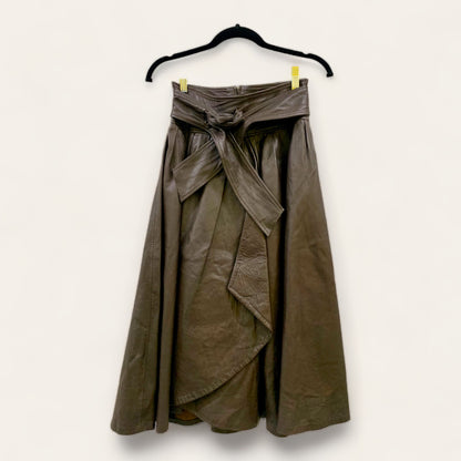 Vintage leather midi-skirt